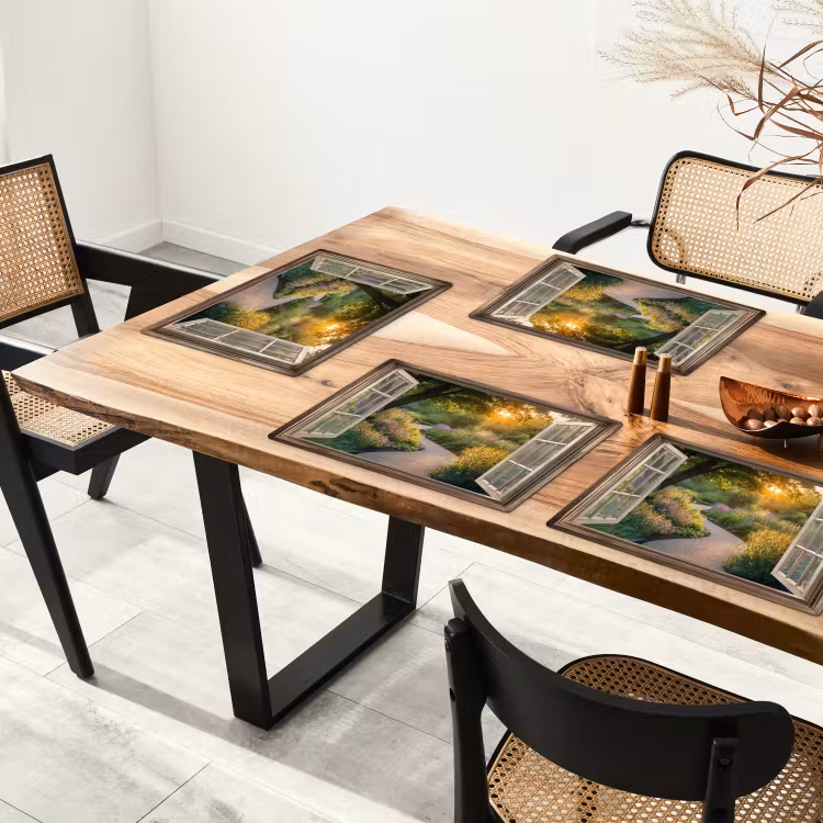 Placemat - 6 stuks - Doorkijk - Bloemen - Natuur - Zon - Pad — 5