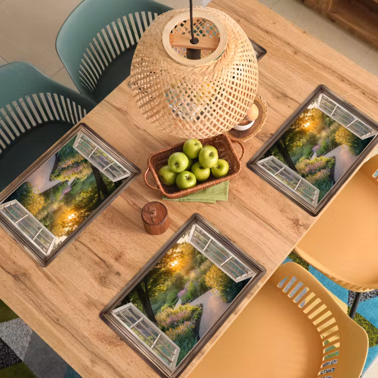 Placemat - 6 stuks - Doorkijk - Bloemen - Natuur - Zon - Pad — 6