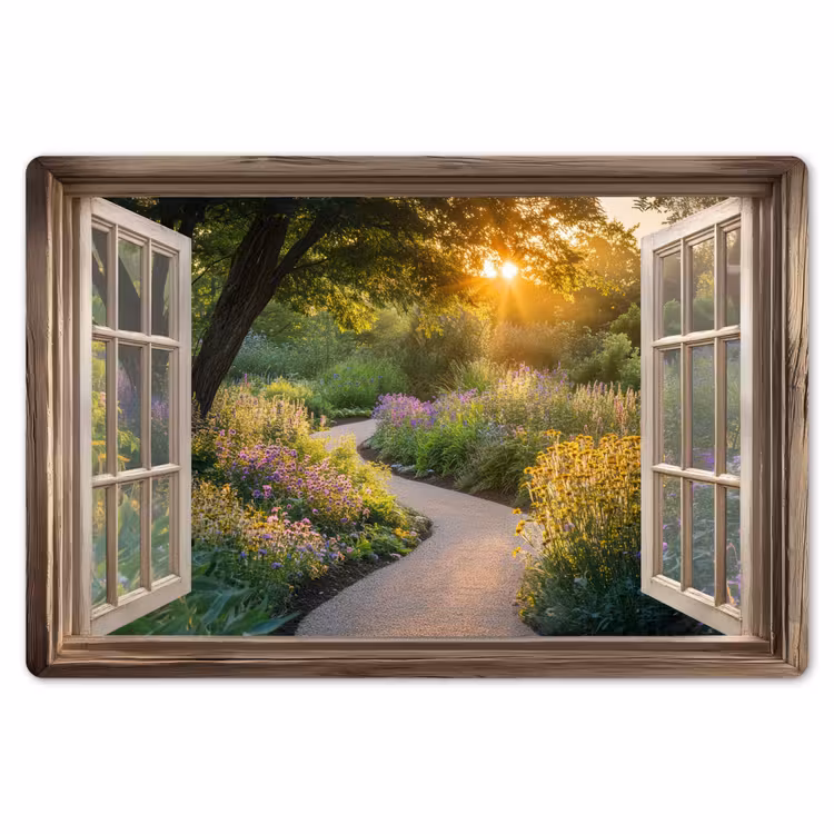 Placemat - 6 stuks - Doorkijk - Bloemen - Natuur - Zon - Pad — 7