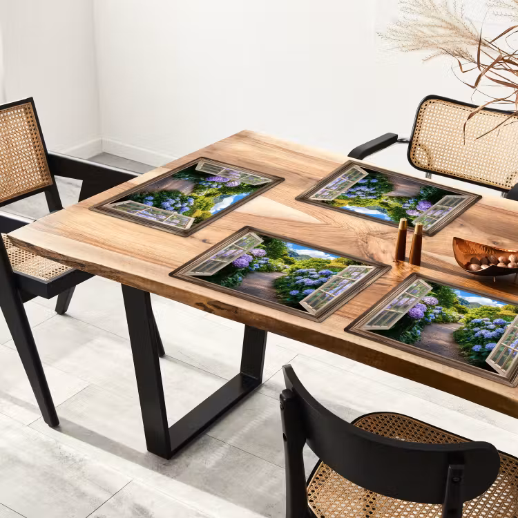 Placemat - 6 stuks - Doorkijk - Hortensia - Pad - Natuur — 5