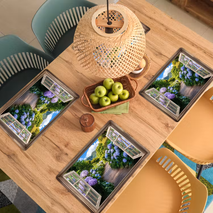 Placemat - 6 stuks - Doorkijk - Hortensia - Pad - Natuur — 6