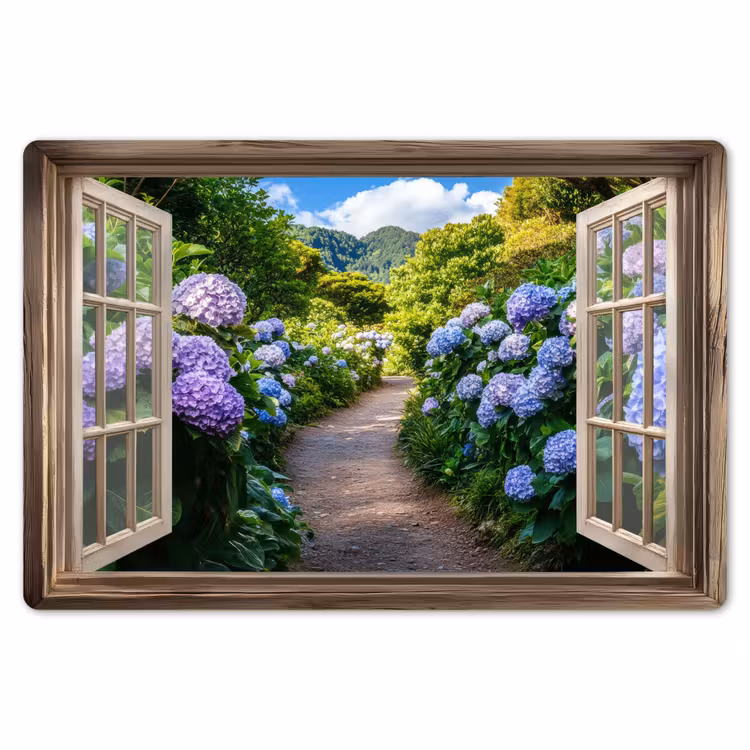 Placemat - 6 stuks - Doorkijk - Hortensia - Pad - Natuur — 7