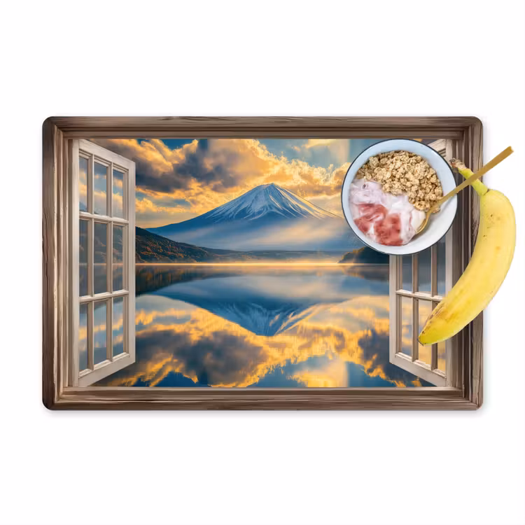 Placemat - 6 stuks - Doorkijk - Landschap - Bergen - Uitzicht - Raam — 1