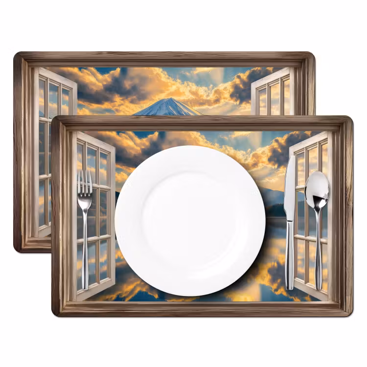 Placemat - 6 stuks - Doorkijk - Landschap - Bergen - Uitzicht - Raam — 2