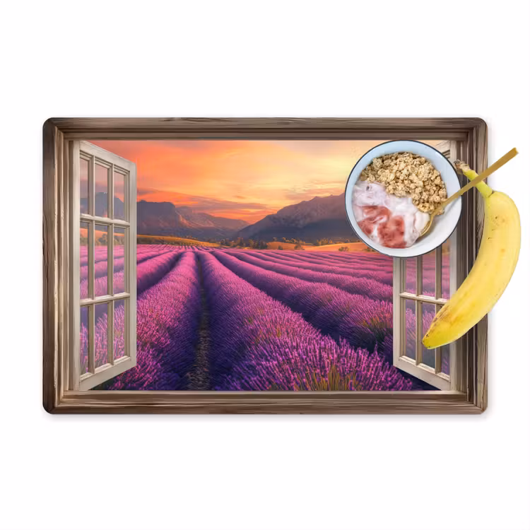 Placemat - 6 stuks - Doorkijk - Lavendel - Landschap - Bloemen - Paars — 1