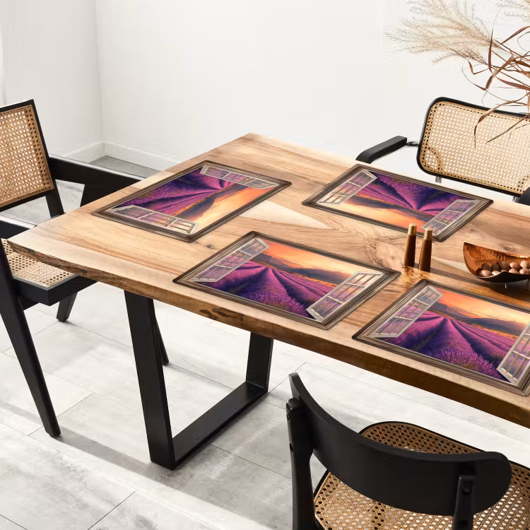 Placemat - 6 stuks - Doorkijk - Lavendel - Landschap - Bloemen - Paars — 5