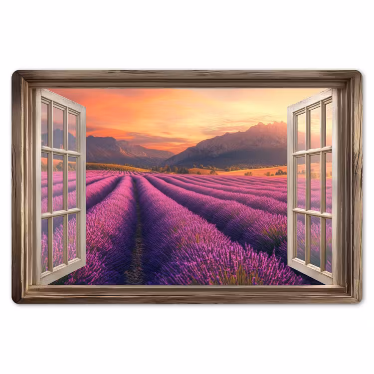 Placemat - 6 stuks - Doorkijk - Lavendel - Landschap - Bloemen - Paars — 7