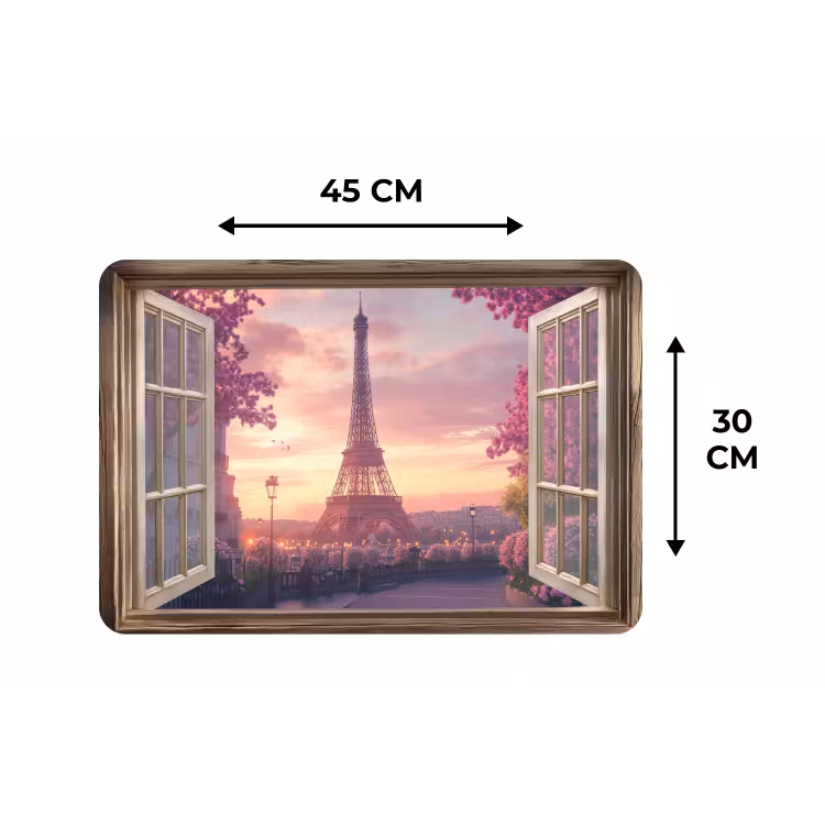 Placemat - 6 stuks - Doorkijk - Parijs - Eiffeltoren - Roze - Kersenbloesem — 3