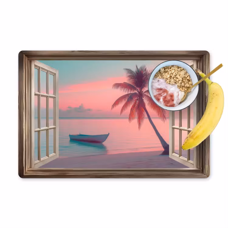 Placemat - 6 stuks - Doorkijk - Strand - Palmboom - Tropisch — 1