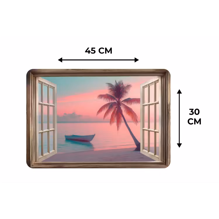 Placemat - 6 stuks - Doorkijk - Strand - Palmboom - Tropisch — 3