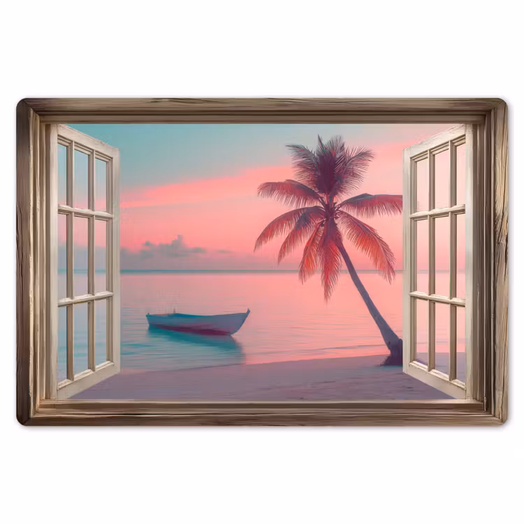 Placemat - 6 stuks - Doorkijk - Strand - Palmboom - Tropisch — 7