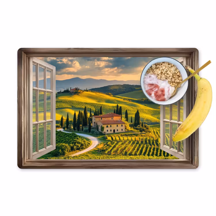 Placemat - 6 stuks - Doorkijk - Toscane - Uitzicht - Landschap - Zomer — 1