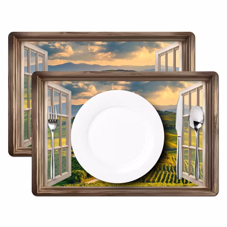 Placemat - 6 stuks - Doorkijk - Toscane - Uitzicht - Landschap - Zomer — 2