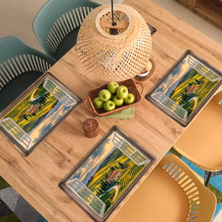 Placemat - 6 stuks - Doorkijk - Toscane - Uitzicht - Landschap - Zomer — 6