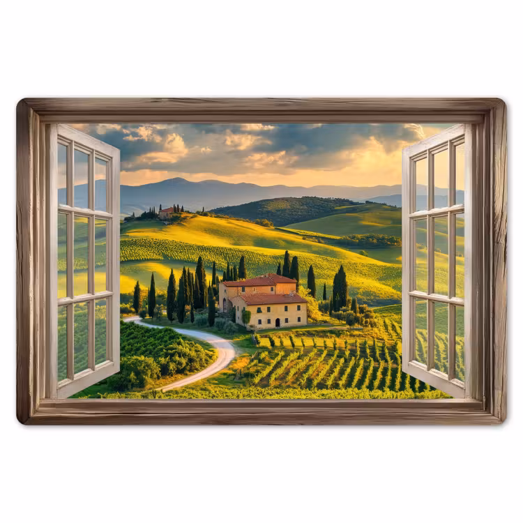 Placemat - 6 stuks - Doorkijk - Toscane - Uitzicht - Landschap - Zomer — 7