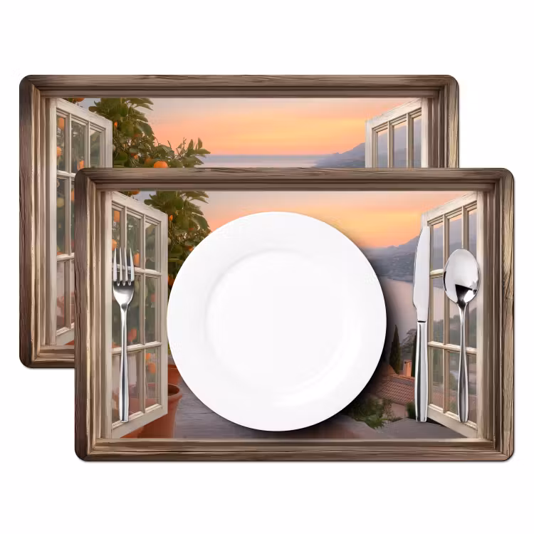 Placemat - 6 stuks - Doorkijk - Uitzicht - Meer - Landschap — 2
