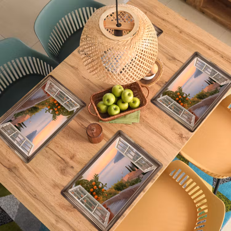 Placemat - 6 stuks - Doorkijk - Uitzicht - Meer - Landschap — 6
