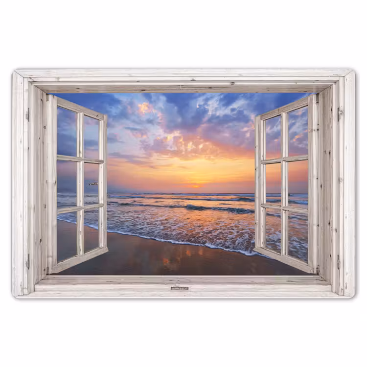 Placemat - 6 stuks - Doorkijk - Zee - Strand - Zonsondergang - Blauw — 6