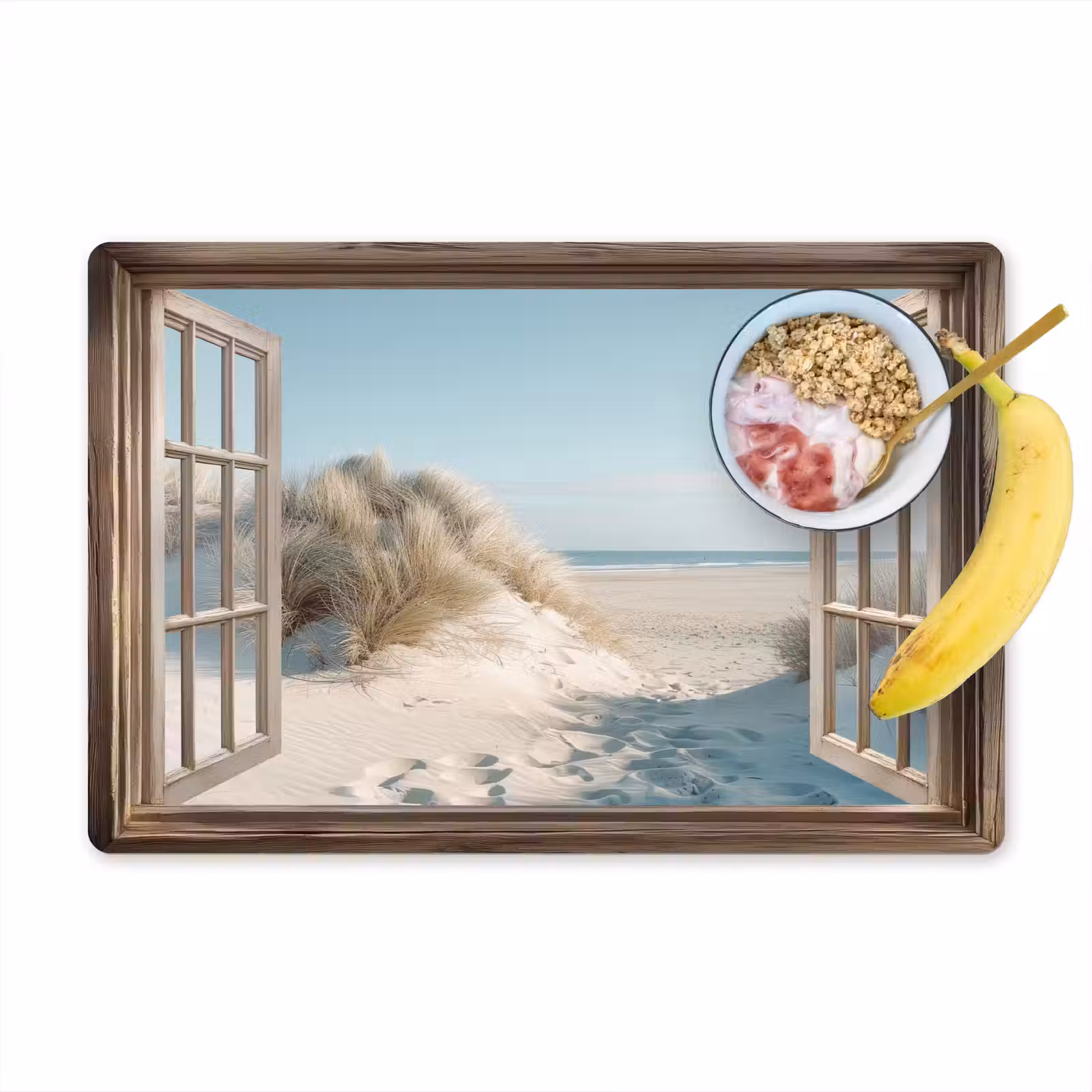 Placemat - 6 stuks - Doorkijk - Helmgras - Duinen - Zee - Landschap — 1