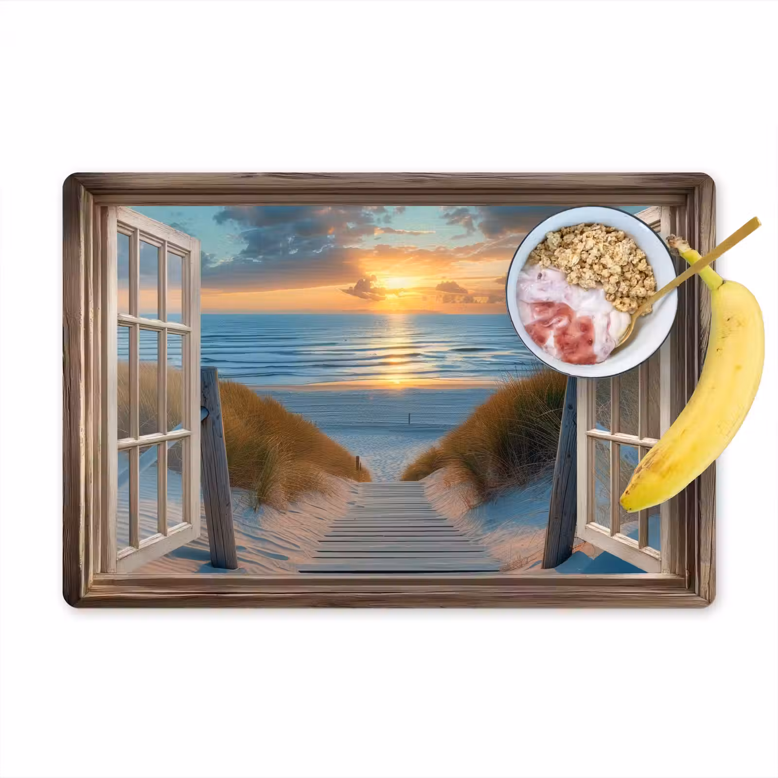 Placemat - 6 stuks - Doorkijk - Strand - Pad - Zonsondergang — 1