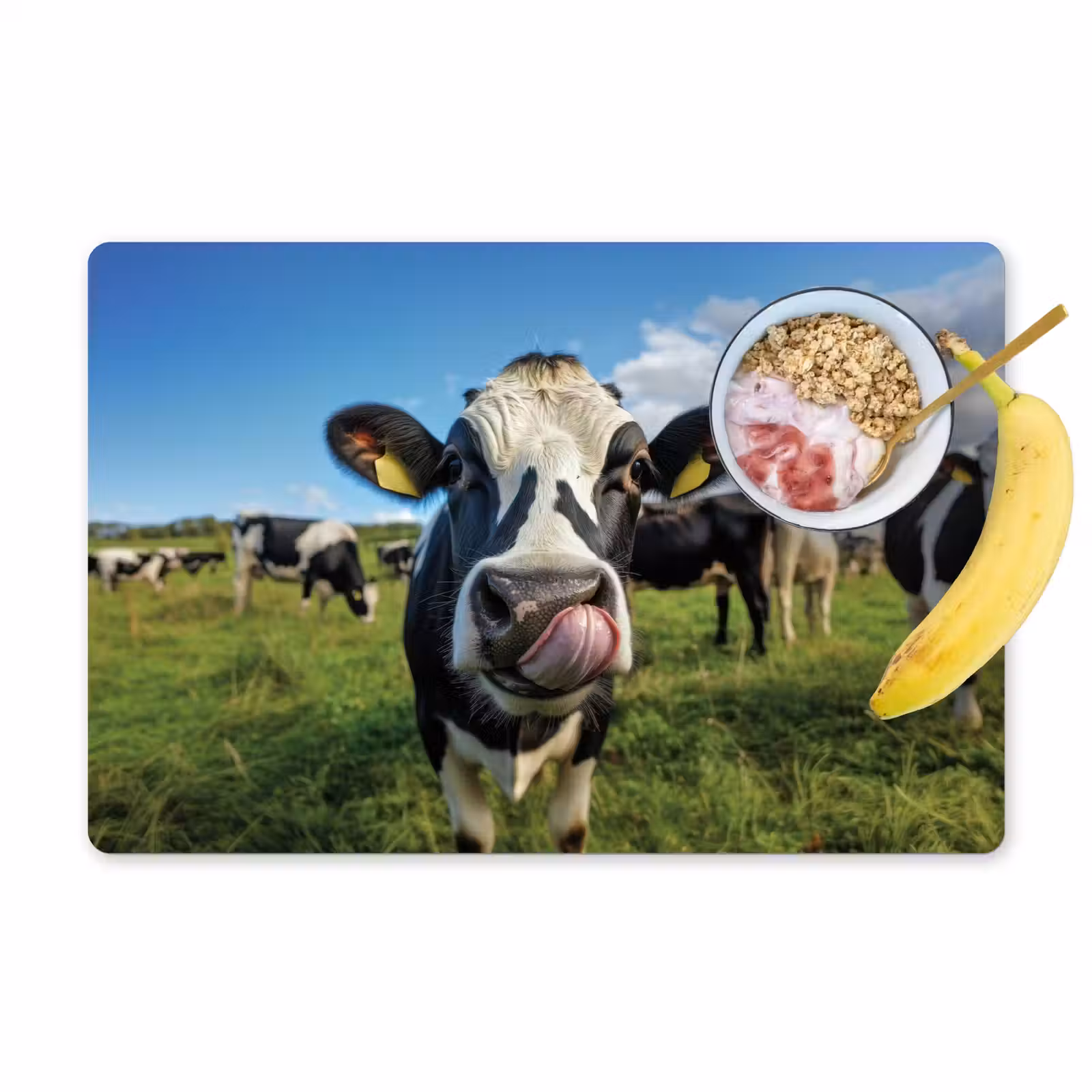 Placemat - 6 stuks - Koe - Tong - Weide — 1
