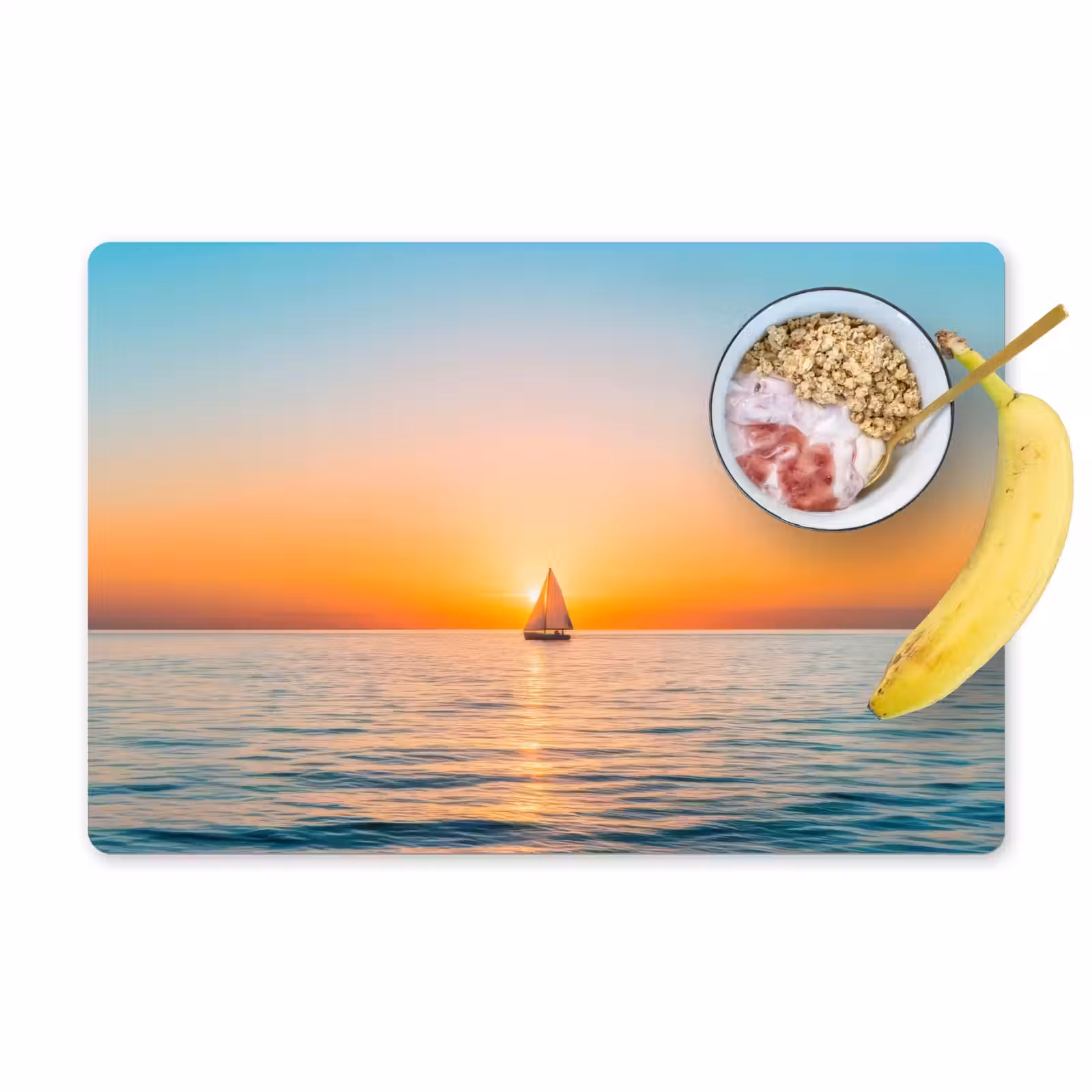 Placemat - 6 stuks - Zee - Zeilboot - Zonsondergang — 1