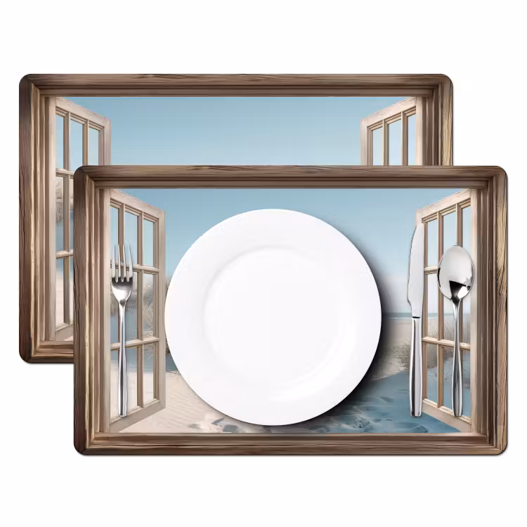 Placemat - 6 stuks - Doorkijk - Helmgras - Duinen - Zee - Landschap — 2