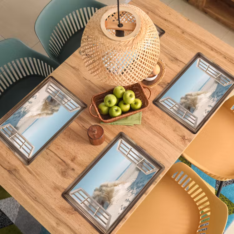 Placemat - 6 stuks - Doorkijk - Helmgras - Duinen - Zee - Landschap — 6