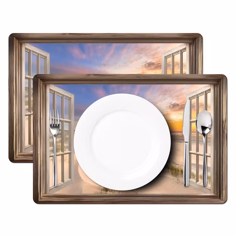 Placemat - 6 stuks - Doorkijk - Strand - Duinen - Natuur - Landschap — 2