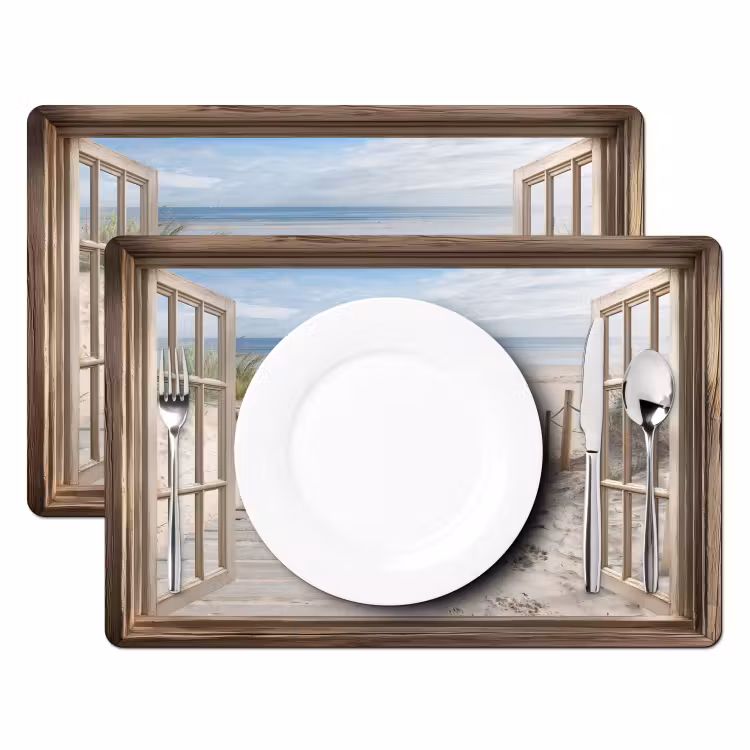 Placemat - 6 stuks - Doorkijk - Strand - Duinen - Pad - Landschap — 2