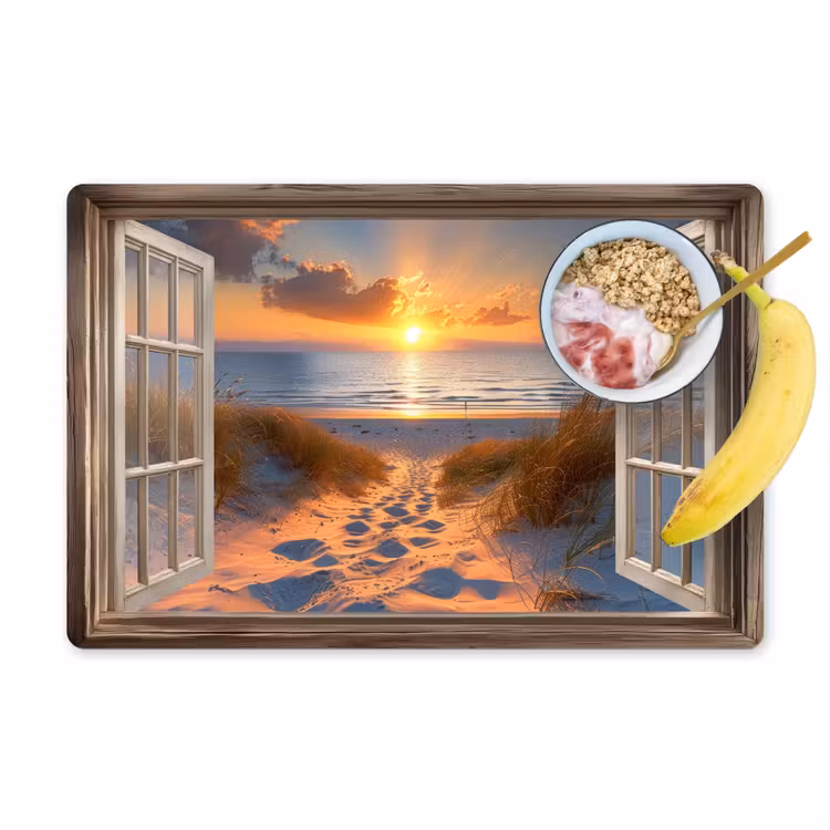 Placemat - 6 stuks - Doorkijk - Strand - Duinen - Zonsondergang — 1