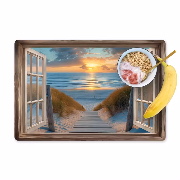 Placemat - 6 stuks - Doorkijk - Strand - Pad - Zonsondergang — 1