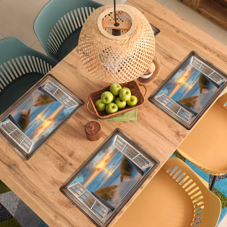 Placemat - 6 stuks - Doorkijk - Strand - Pad - Zonsondergang — 6