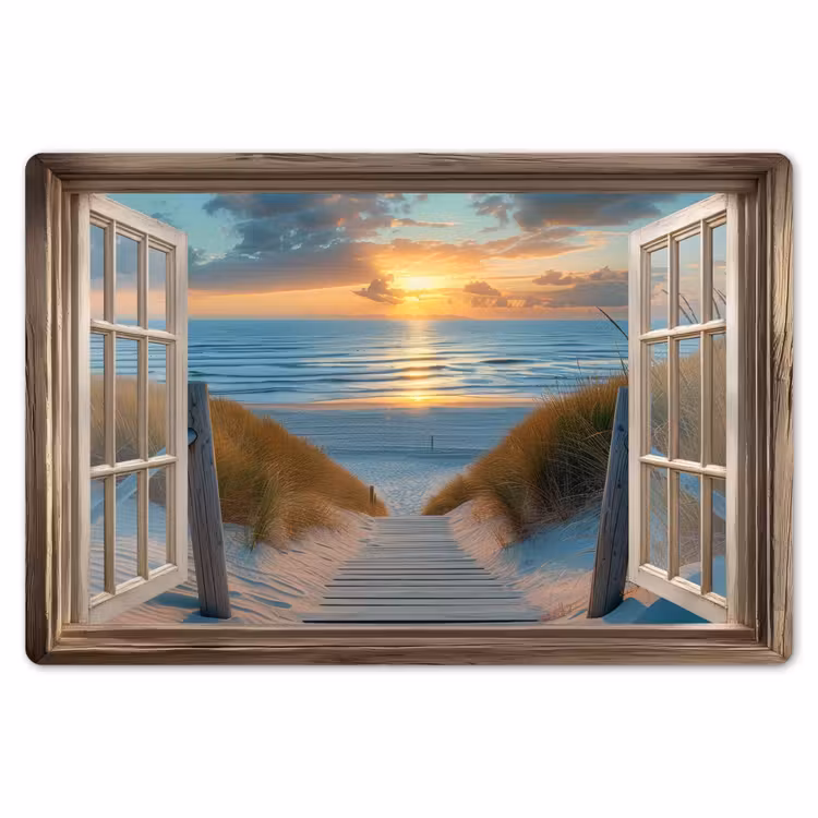 Placemat - 6 stuks - Doorkijk - Strand - Pad - Zonsondergang — 7