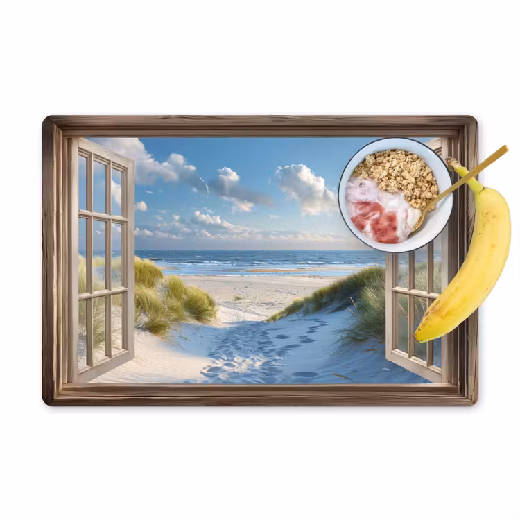 Placemat - 6 stuks - Doorkijk - Strand - Raam - Duinen - Zee — 1