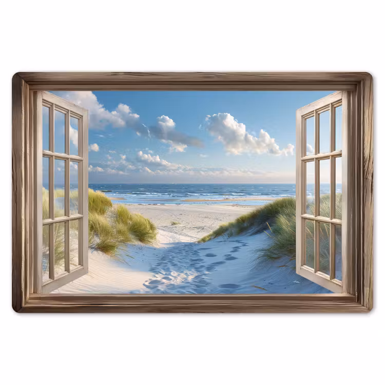 Placemat - 6 stuks - Doorkijk - Strand - Raam - Duinen - Zee — 7
