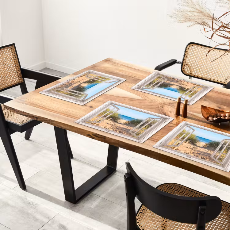 Placemat - 6 stuks - Doorkijk - Strand - Zee - Duinen - Zand - Water - Helmgras — 4