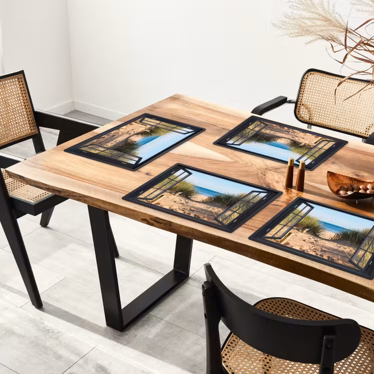 Placemat - 6 stuks - Doorkijk - Strand - Zee - Zand - Water - Helmgras - Duinen — 4