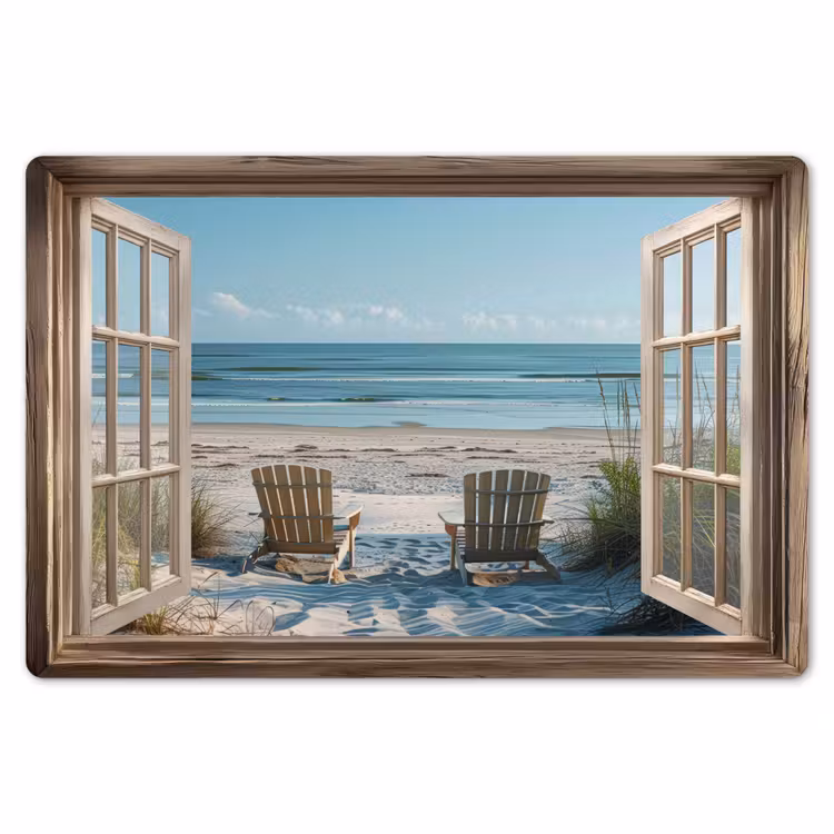 Placemat - 6 stuks - Doorkijk - Strandstoelen - Duinen - Zee - Natuur — 7
