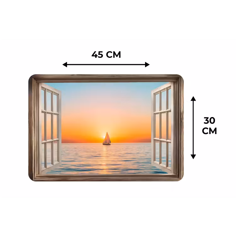 Placemat - 6 stuks - Doorkijk - Zee - Boot - Zonsondergang — 3