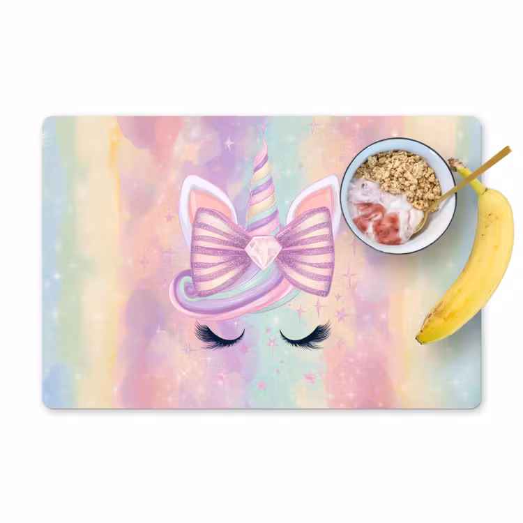 Placemat - 6 stuks - Eenhoorn - Glitters - Regenboog - Pastel — 1