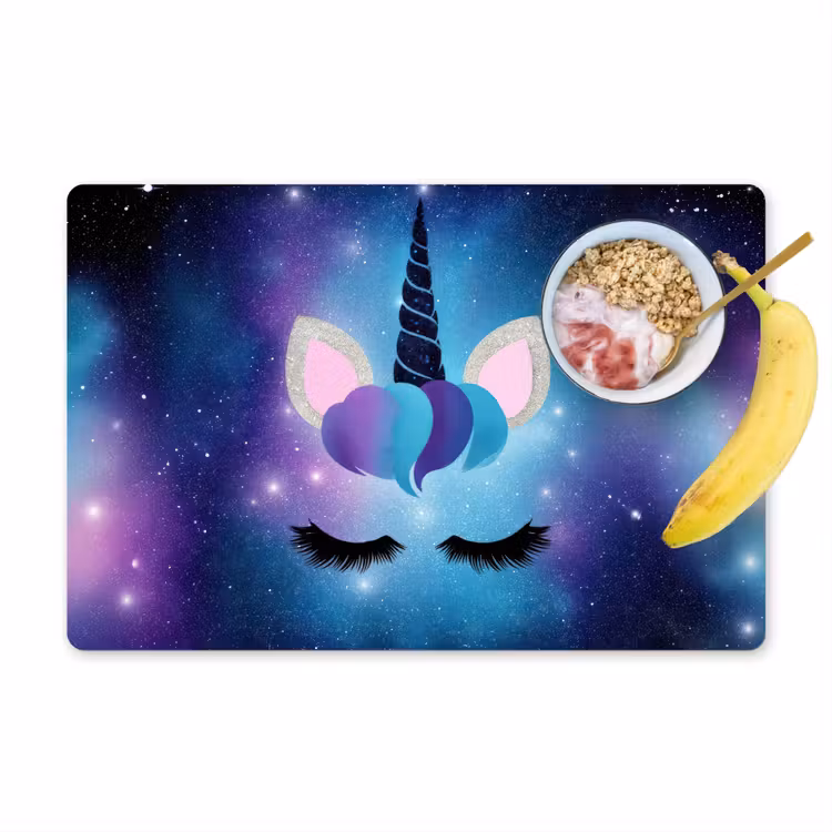 Placemat - 6 stuks - Eenhoorn - Sterren - Blauw — 1