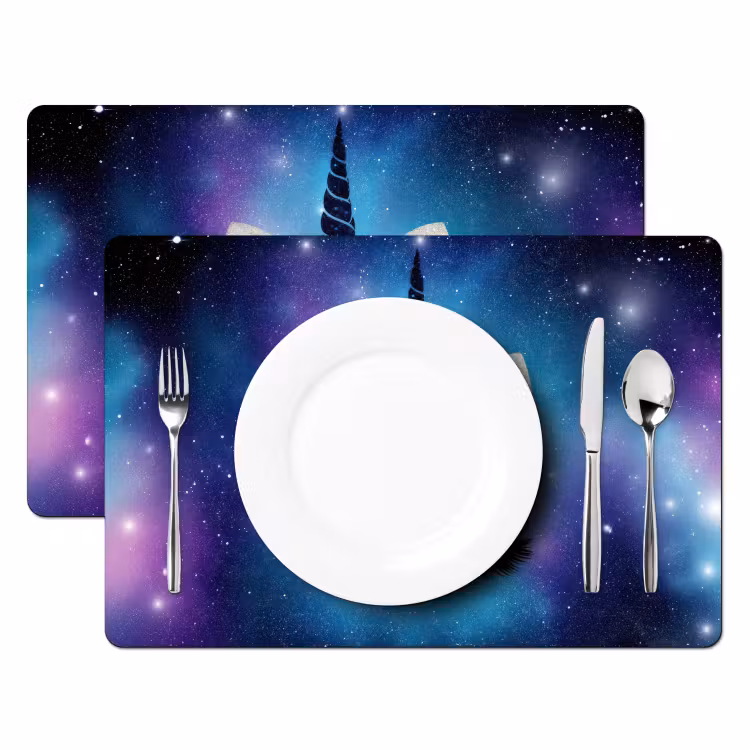 Placemat - 6 stuks - Eenhoorn - Sterren - Blauw — 2