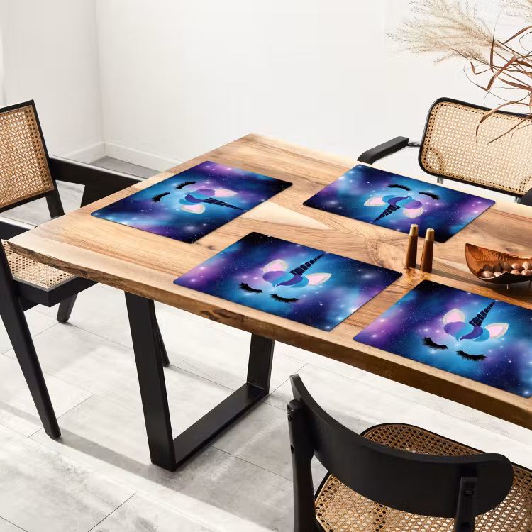 Placemat - 6 stuks - Eenhoorn - Sterren - Blauw — 5