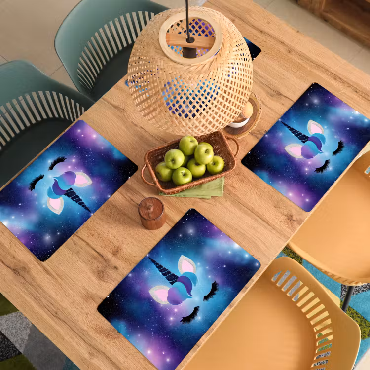 Placemat - 6 stuks - Eenhoorn - Sterren - Blauw — 6