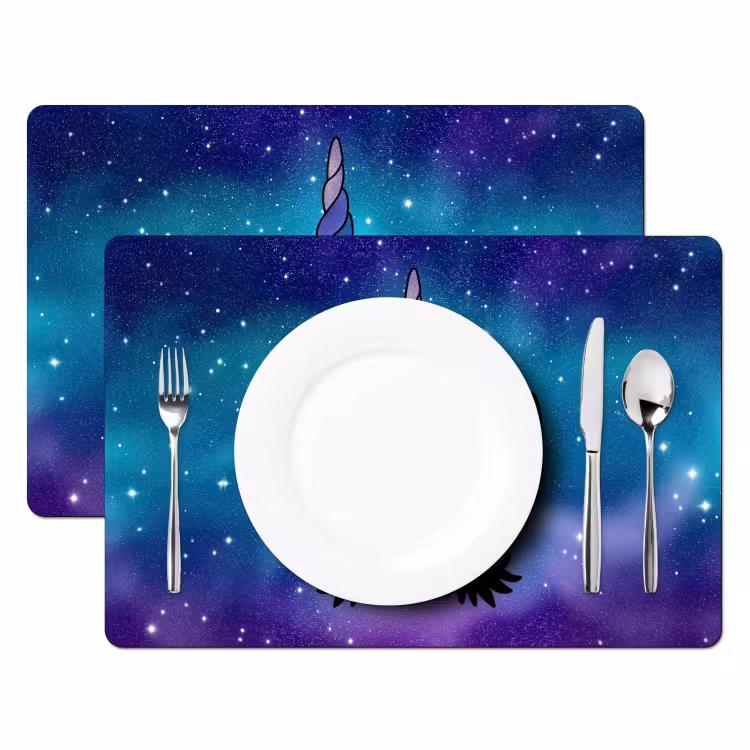 Placemat - 6 stuks - Eenhoorn - Sterrenhemel - Ster - Blauw — 2