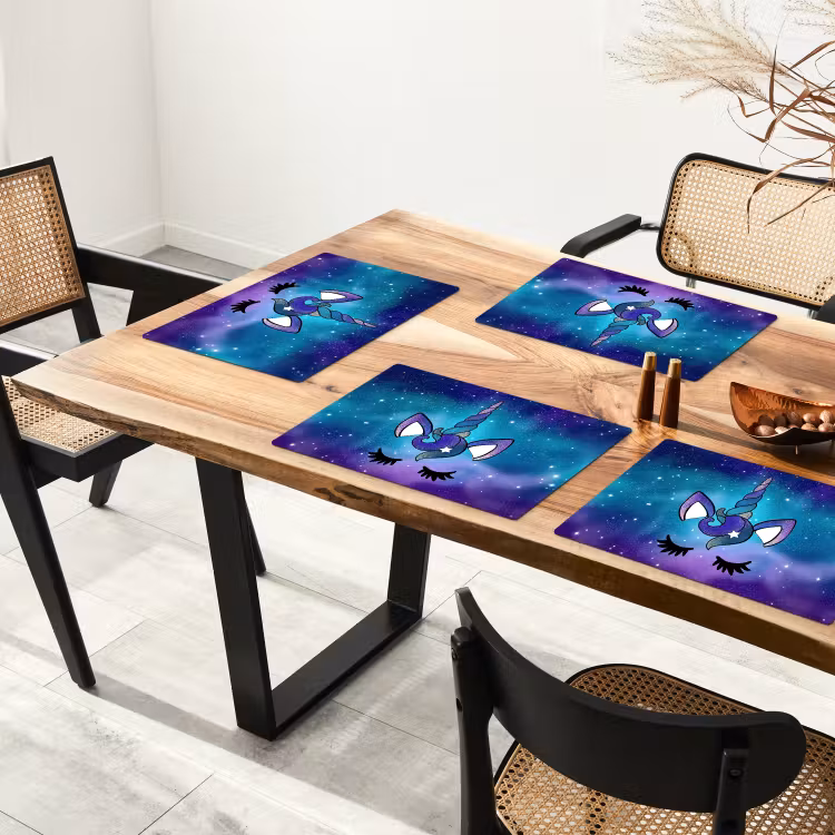 Placemat - 6 stuks - Eenhoorn - Sterrenhemel - Ster - Blauw — 5