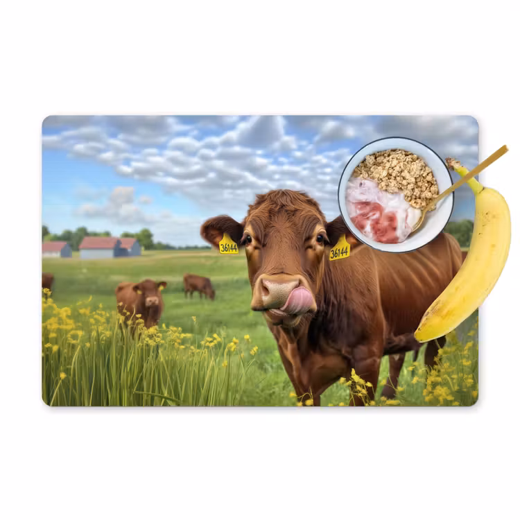 Placemat - 6 stuks - Koe - Weide - Bloemen — 1