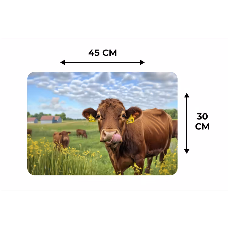 Placemat - 6 stuks - Koe - Weide - Bloemen — 3