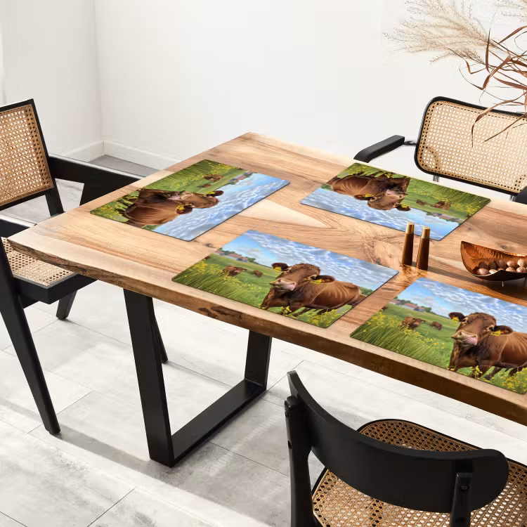 Placemat - 6 stuks - Koe - Weide - Bloemen — 5